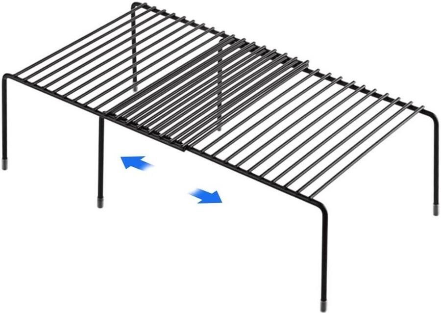 Expandable Kitchen Countertop Shelf Organizer Pantry Spice Rack for Cabinet Space Saving Non-Slip Rustproof Black by Tomorotec