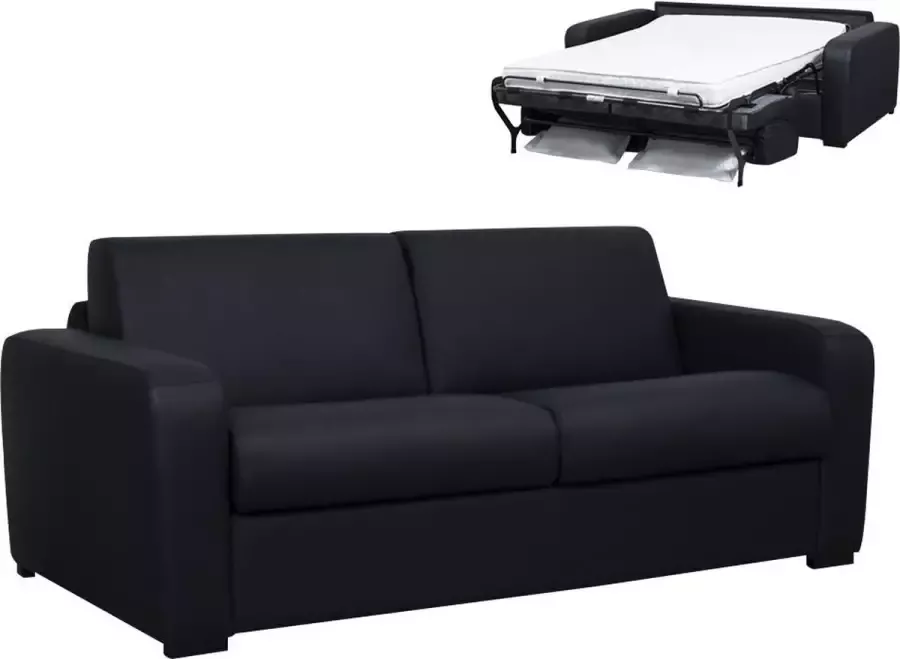 Vente-unique Express-driezitsbedbank van leer BEVIS Zwart L 198 cm x H 90 cm x D 208 cm - Foto 3