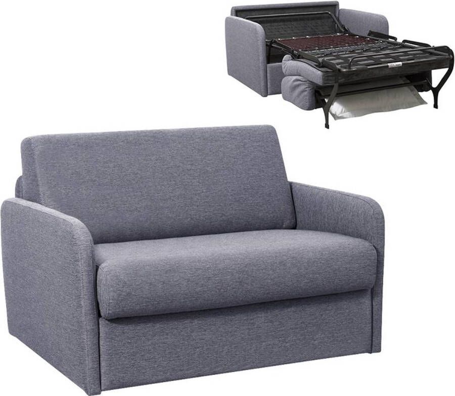 Vente-unique Express-converteerbare fauteuil in stof NADOA Bed 100cm Lichtgrijs L 132 cm x H 88 cm x D 96 cm - Foto 4