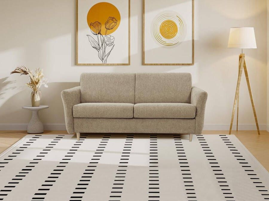 Vente-unique Express-driezitsslaapbank van beige stof Bed met brede latten 140 cm Matras 14 cm ARCADIA L 190 cm x H 88 cm x D 100 cm - Foto 2