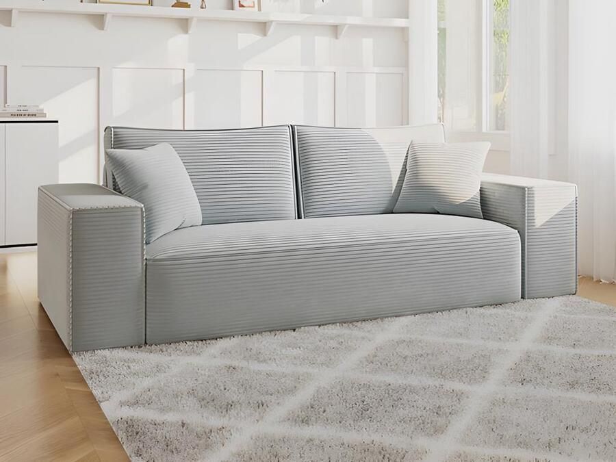 Dunlopillo Express-vierzitsslaapbank van grijs ribfluweel AMELIA Bed 160 cm Matras 14 cm met vormgeheugen L 234 cm x H 80 cm x D 105 cm - Foto 2