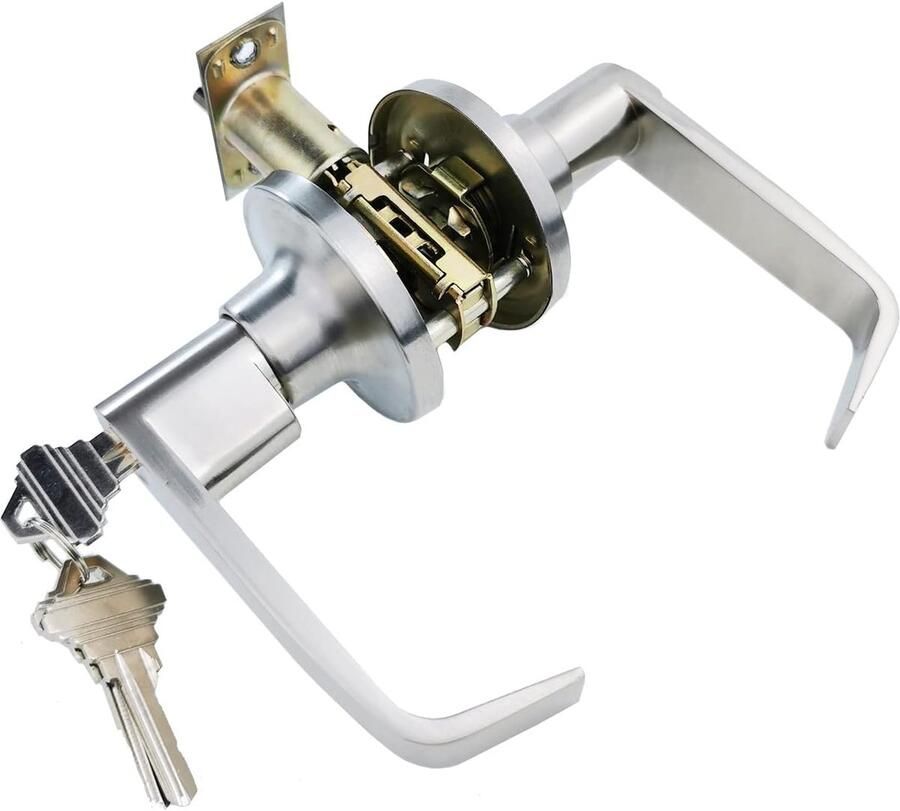 Externe deurgrepen met interne deursloten Sleutelbediening 2 stuks Zilver Zinklegering