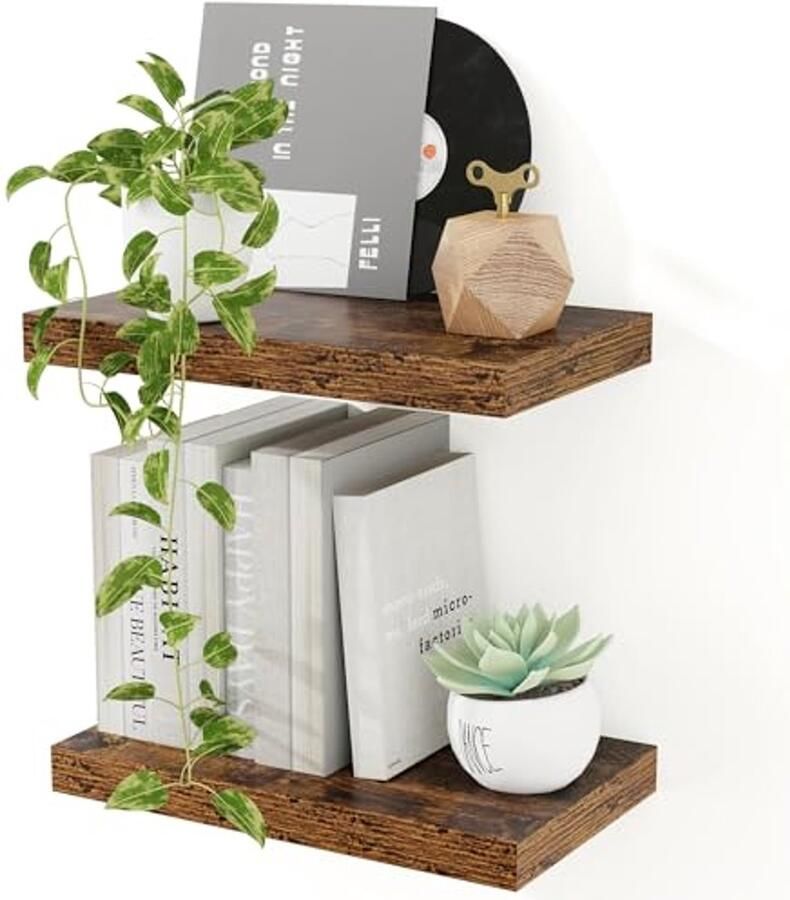 Extra brede wandplank van MDF Set van 2 Vintage zwevende planken voor keuken woonkamer slaapkamer en badkamer