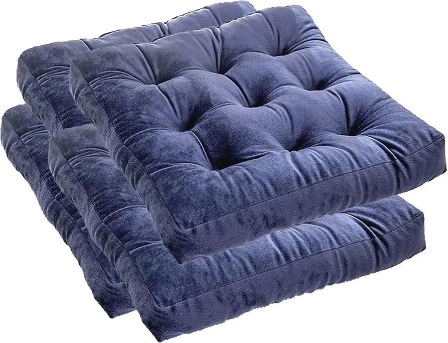 Extra Dikke Antislip Zitkussen Set van 4 40x40 cm Fluwelen Eetkamerstoelkussens