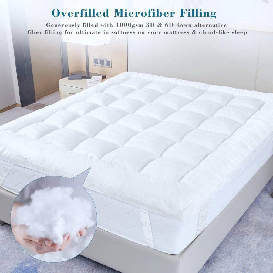 Extra dikke matrastopper super kingsize bed 100% katoenen hoes zachte matrastopper met elastische hoekbanden Baffle Box gestikt voor gelijkmatige vullingverdeling machinewasbaar