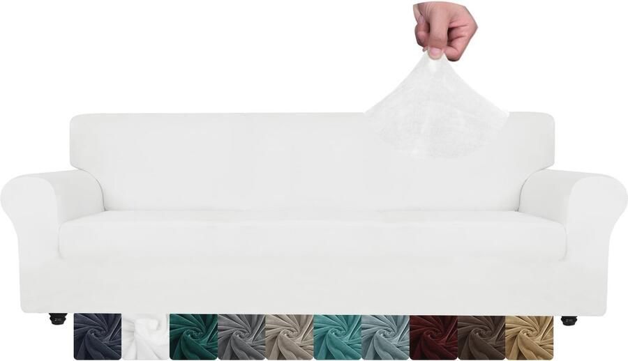 Extra grote fluwelen bankovertrek voor 4-zits banken Stretch hoes voor woonkamer bescherming tegen slijtage en vlekken