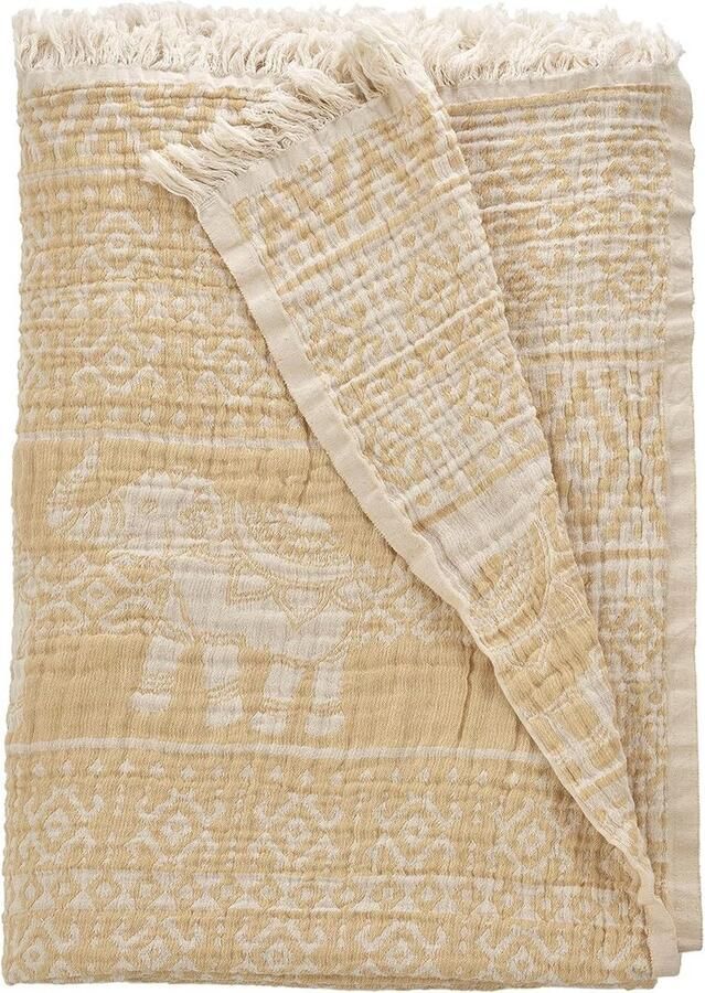 Extra grote katoenen mousseline sprei 220 x 240 cm voor bank en bed onderhoudsvriendelijk en Oeko-Tex gecertificeerd