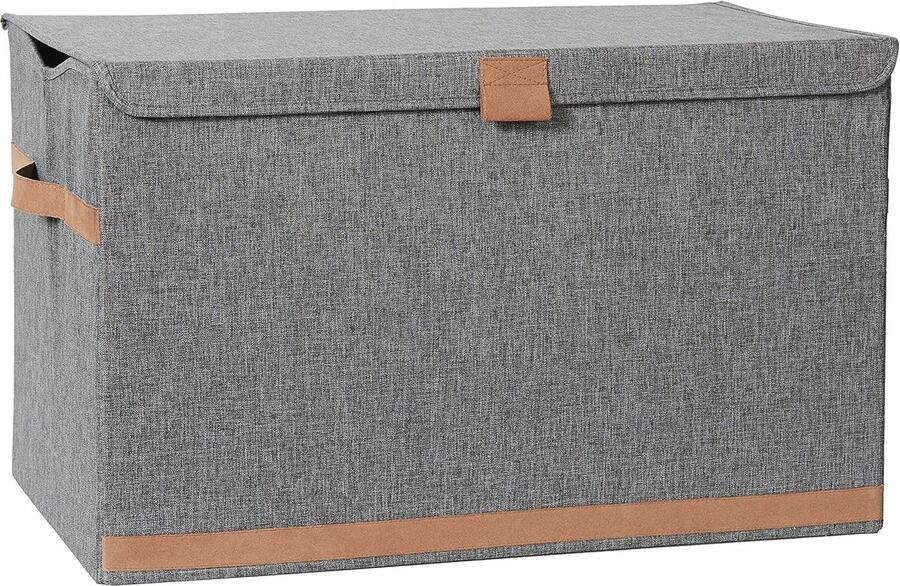 Extra Grote Opbergbox met Deksel Opbergkist van Hoogwaardig Stof Ideaal voor Dekens en Beddengoed Grijs 62x37 5x39 cm
