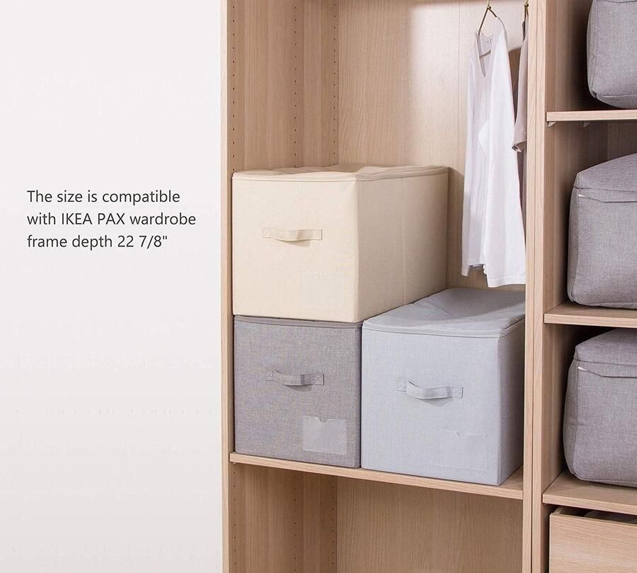 Extra grote opbergmanden voor kledingkast in slaapkamer goed voor dekbedden dekens beddengoed kussens kleding zwartgrijs Opbergoplossing met veel ruimte