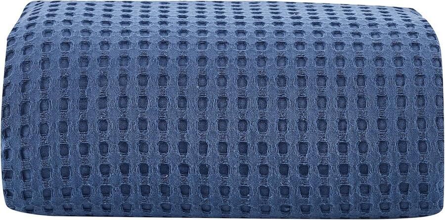 Extra Grote Wafellook Sprei 210 x 240 cm 100% Katoen Marinekleurig Oeko-Tex Bank Stoel Bed