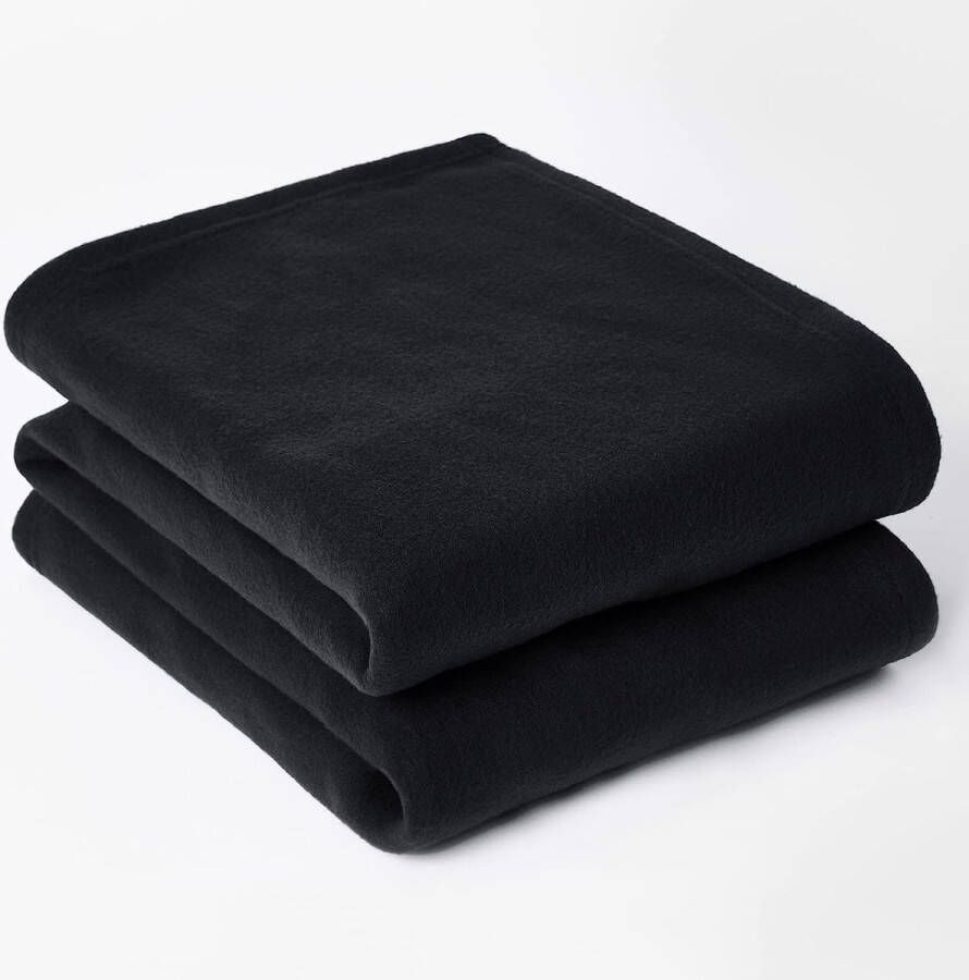 Extra grote warme Polar Fleece gooien over zachte slaapbank deken sprei effen zwart 200 x 240 cm