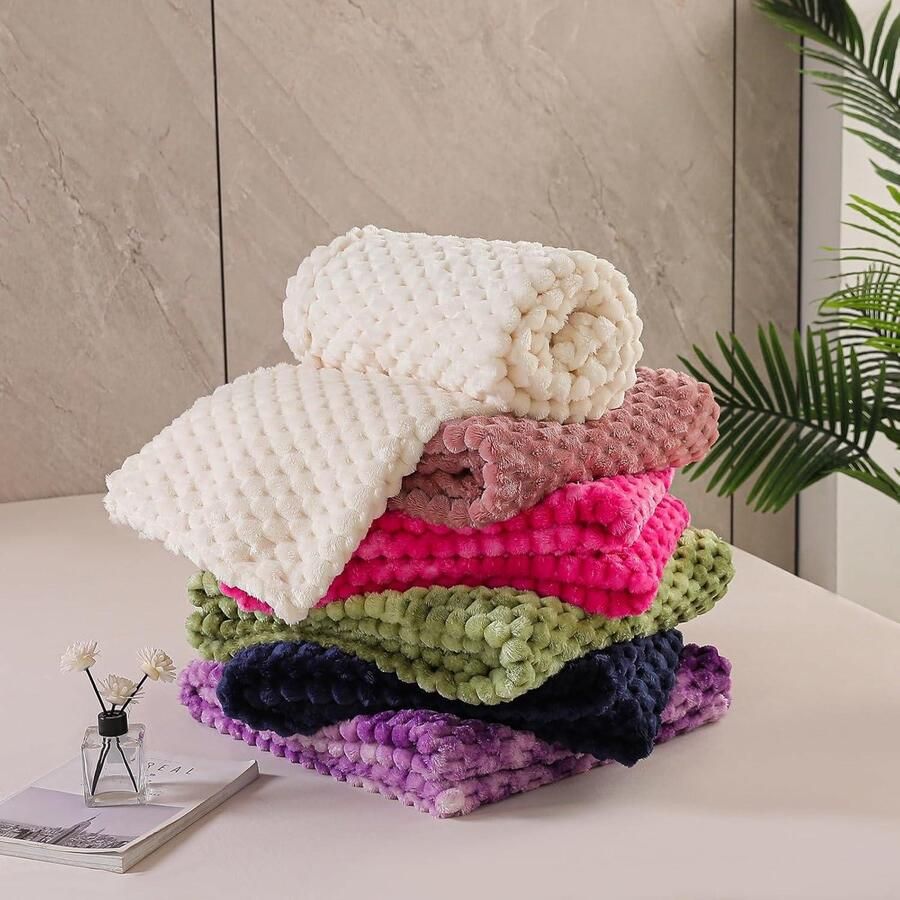 Extra grote zachte fleece deken 127 x 178 cm stijlvolle jacquard deken voor bank donzig gezellig lichtgewicht voor het hele seizoen tie-dye felroze