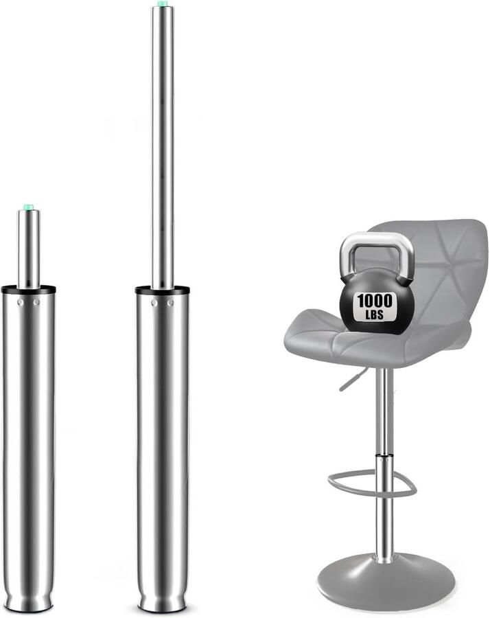 Extra lange gasveer verstelbare barkruk zilver 1 stuk