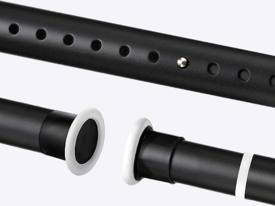 Extra lange opspannende gordijnroede voor groot venster 70-409 cm zwart wit doucheruimte kasten 26-31 m