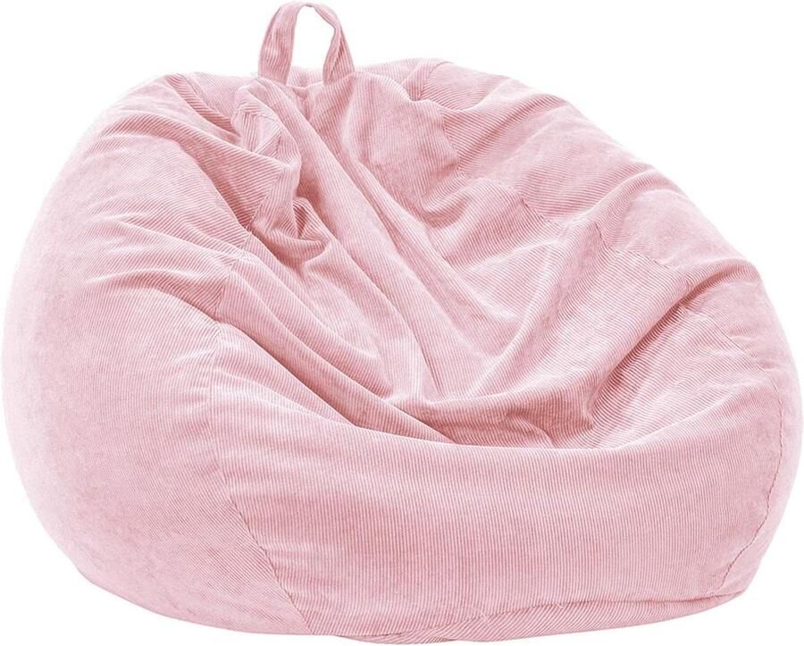 Extra Large 300L Bean Bag Chair Cover (No Filling) for Kids and Adults Stuffed Animal Storage Washable Premium Corduroy Soft Plush Toy Cover (Pink)