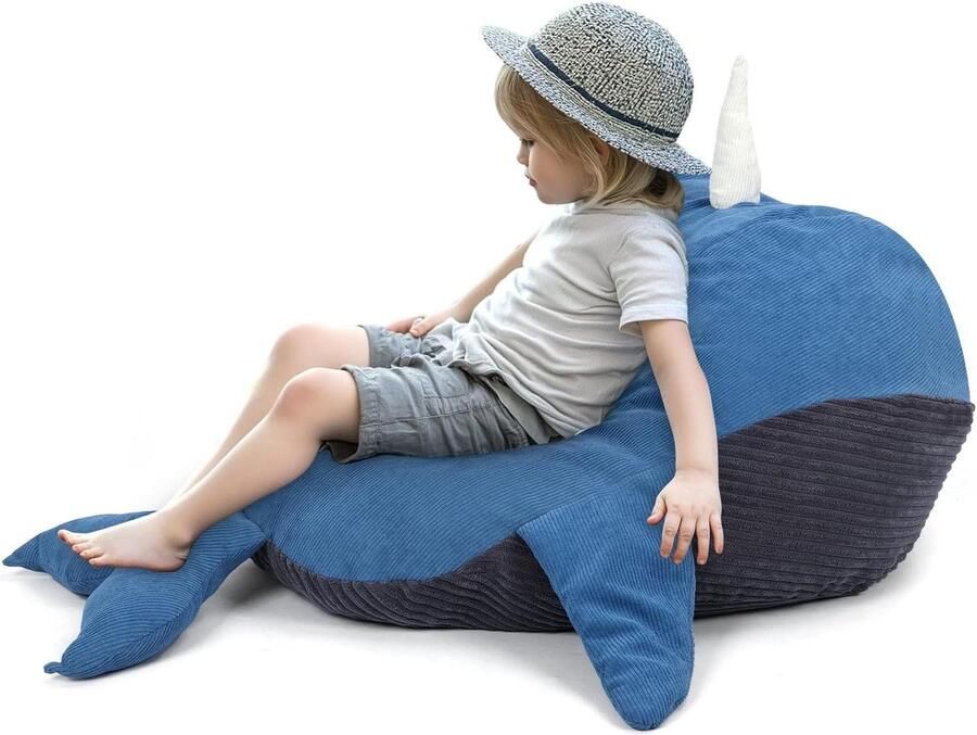 Extra Soft Plus Size Plush Bean Bag with Zip for Boys Girls Clothing 116×60×35cm Whales (Cover Only)