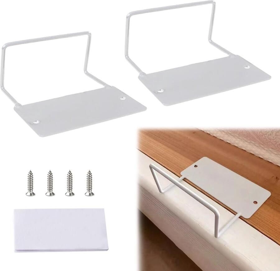 Extra Sterke Antislip Matrashouders voor Universeel Bedframe Set van 2 Wit