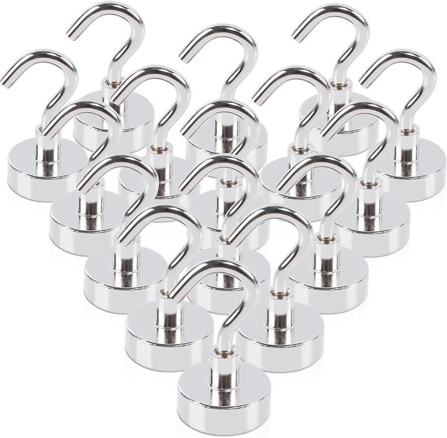 Extra sterke magneethaken set van 16 Neodymium magneten met haak voor veelzijdig gebruik