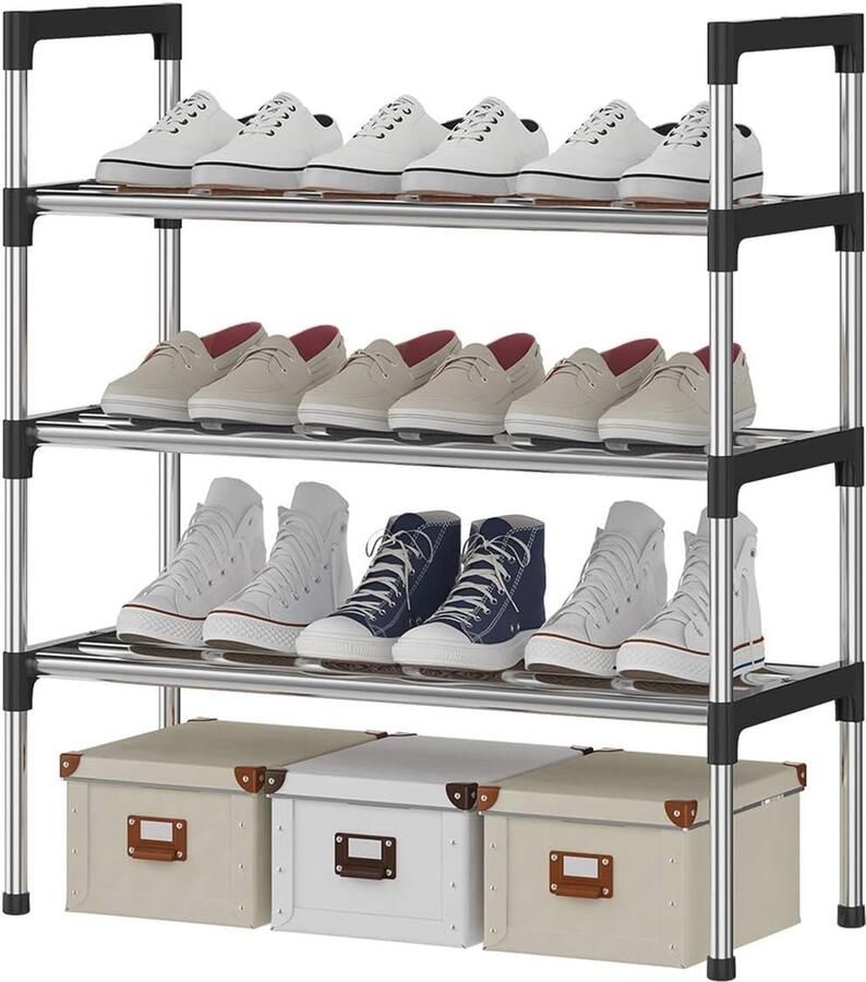 Extra Stevige Schoenenrek met 3 Niveaus voor 6-9 Paar Schoenen Ruimtebesparend en Eenvoudig te Monter