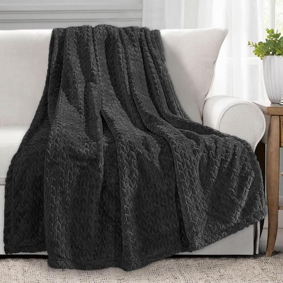 Extra Zachte Fleece Deken 150 x 200 cm Oeko-TEX Gecertificeerd Zacht en Lichtgewicht Pluche Voor Bed Bank Reizen Kamperen Donkergrijs