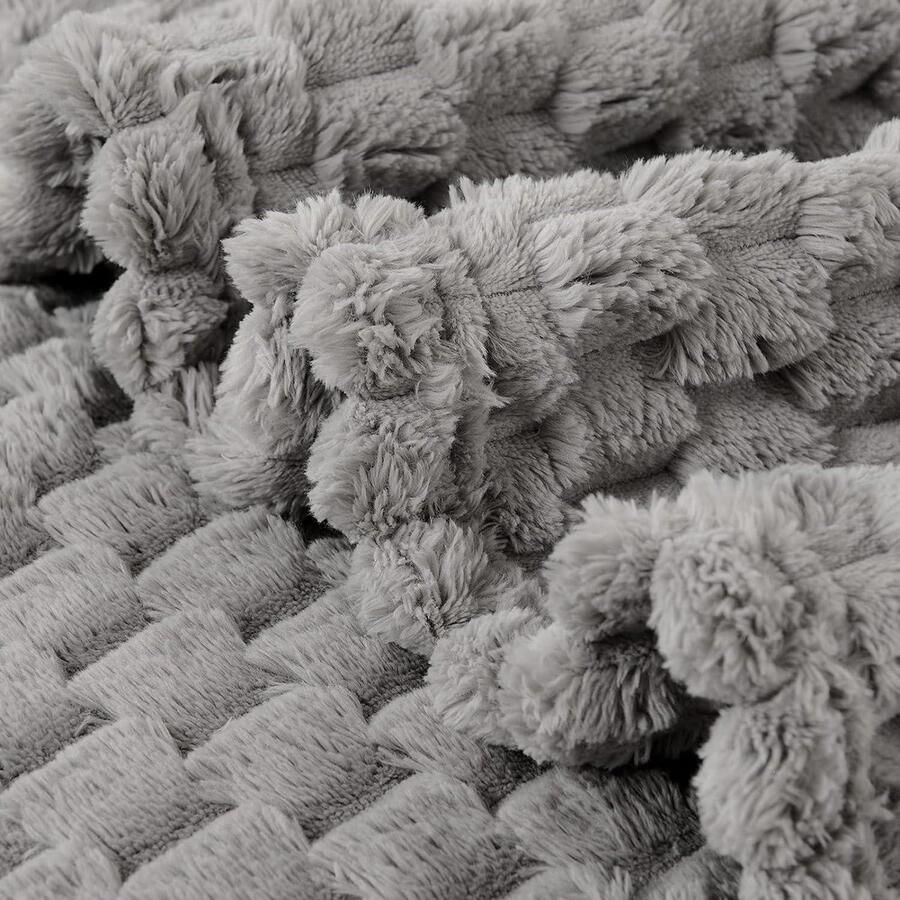 Extra zachte pluizige fleece knuffeldeken lichte gezellige microvezel deken wollen deken voor kantoor stoel en camping 150 x 200 cm grijs
