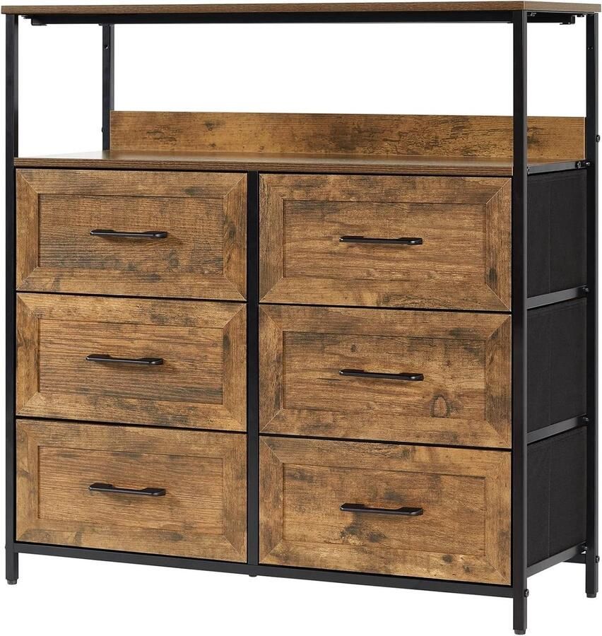 Fabric 6-Drawer Sideboard Hallway Cabinet with Compartments Storage Solution for Kitchen Office Bedroom