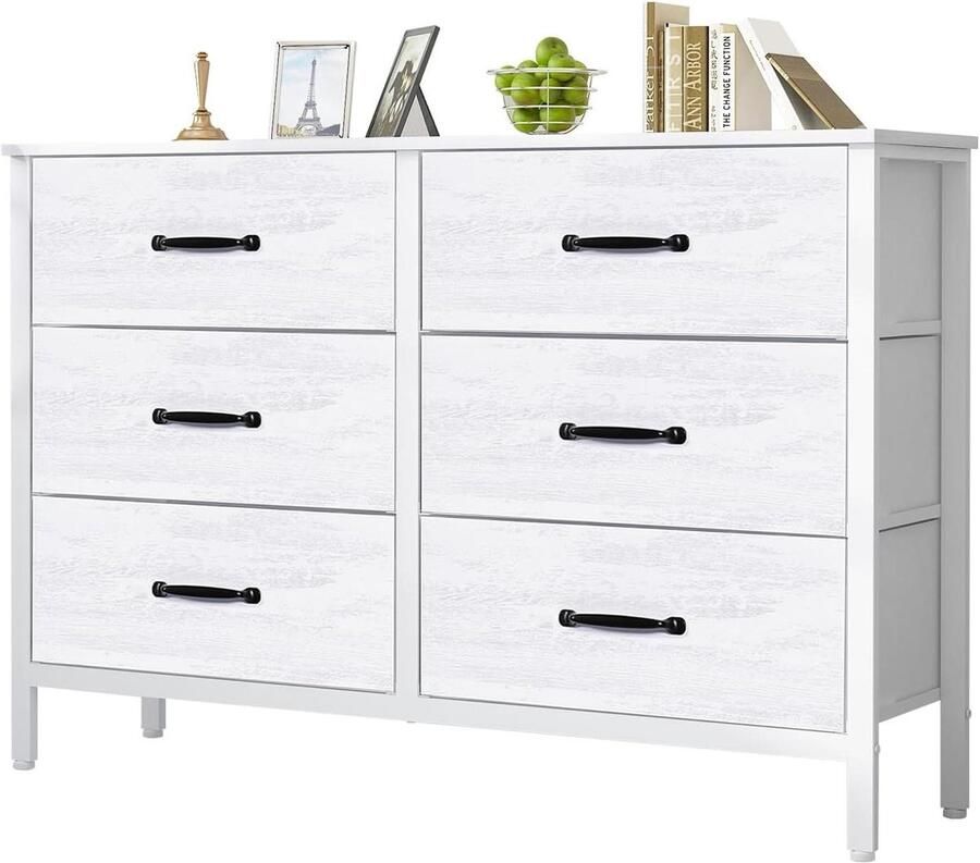 Fabric Drawers Chest of Drawers White for Bedroom Cupboard Office Hallway TV Cabinet with Drawers
