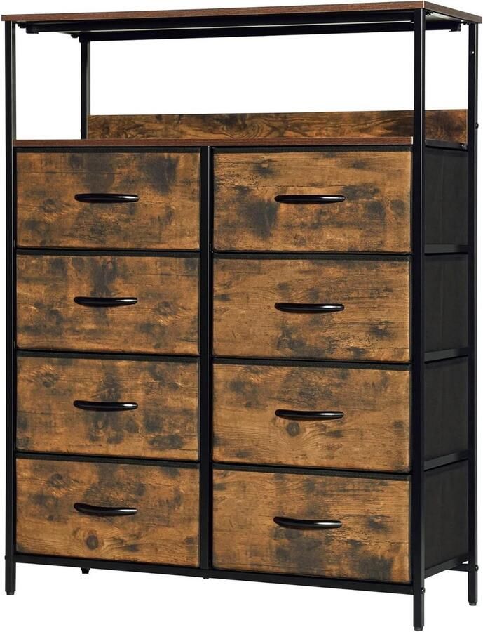 Fabric Sideboard Hallway Cabinet with 8 Fabric Drawers and Compartments Storage Cabinet for Kitchen Office Bedroom