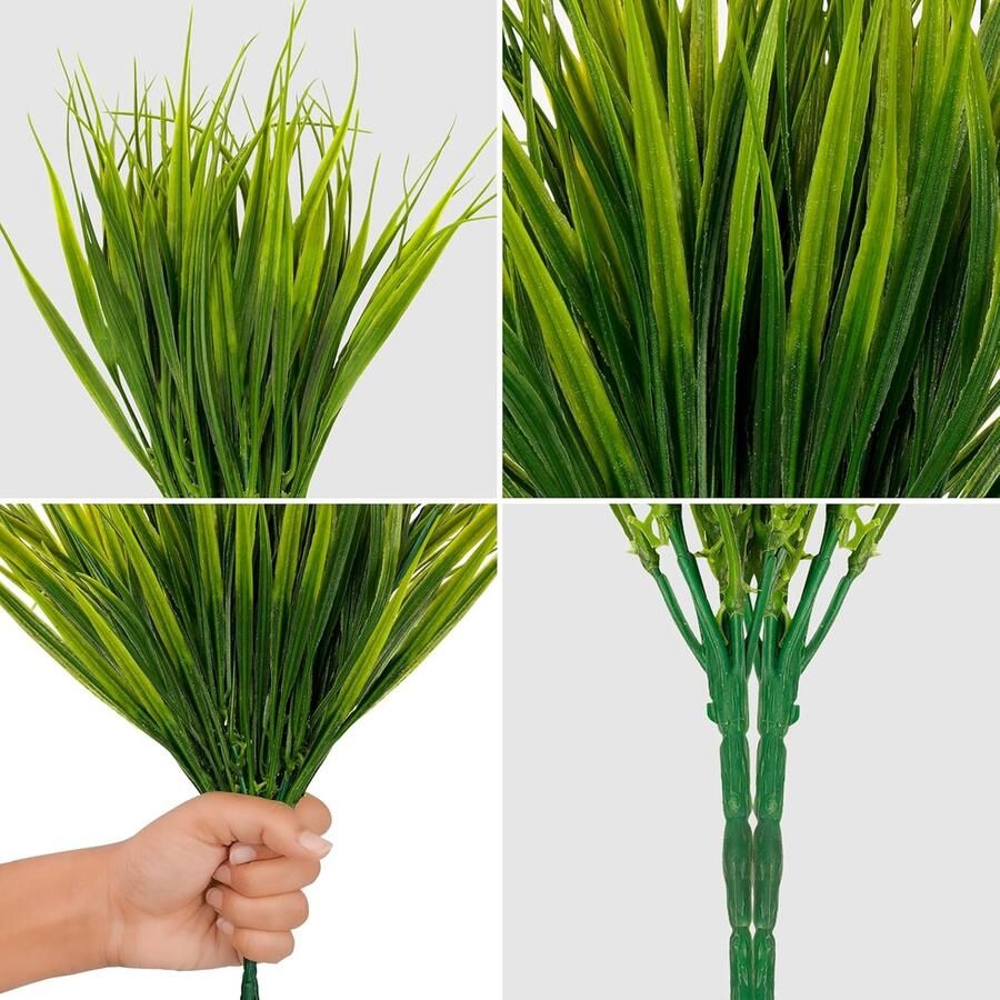 Famanu 6 Pak Artificieel Plastic Tarwegras Planten – Realistisch Nep Binnen Buiten Groene Bosjes Voor Huis Kantoor Tuin & Keuken – Hangbosjes Voor Huwelijk Tafel Decor en Veranda