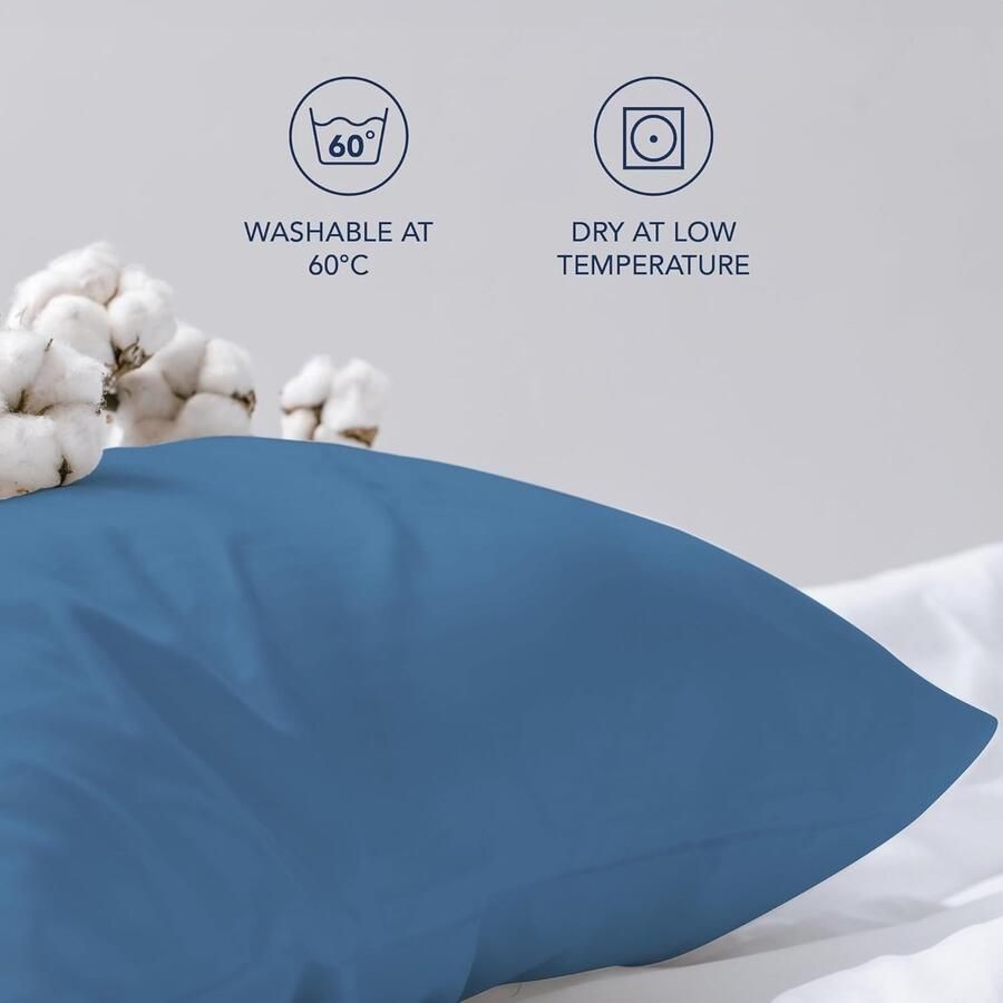 Famanu Kussensloop (Set van 2) – Blauw Katoen Voor Kussens 50 x 70 cm 100% Jersey Katoen Beddengoed Dubbel Bed Kussensloop Kussenbeschermer Bestendig en Hypoallergeen