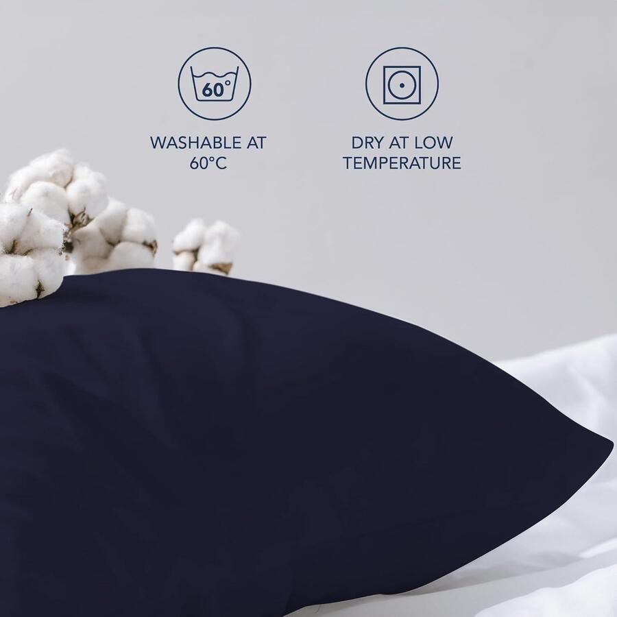 Famanu Kussensloop (Set van 2) – Donkerblauw Katoen Voor Kussens 50 x 70 cm 100% Jersey Katoen Beddengoed Dubbel Bed Kussensloop Kussenbeschermer Bestendig en Hypoallergeen