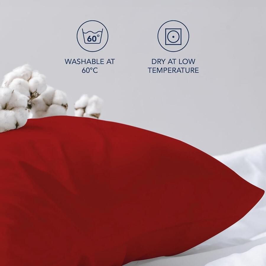 Famanu Kussensloop (Set van 2) – Rood Katoen Voor Kussens 50 x 70 cm 100% Jersey Katoen Beddengoed Dubbel Bed Kussensloop Kussenbeschermer Bestendig en Hypoallergeen