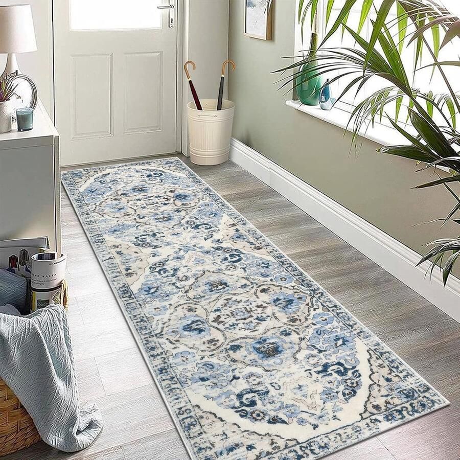 Famanu Lopers vloerkleden voor hal 60 x 180 cm vintage boho vloermatlopers keuken vloertapijten antislip wasbare pluizige zachte aanraking trapdeurmat voor ingang wasruimte slaapkamer badkamer