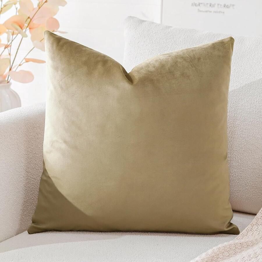 Famanu Luxe fluwelen kussenhoezen super zachte decoratieve vierkante kussenhoezen hoes kussenslopen voor bank slaapkamer auto decoratie 50 x 50 cm bruin