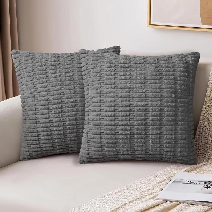 Famanu Set van 2 kussenslopen corduroy kussenhoezen 40 x 40 cm kussensloop corduroy kerstdecoratie moderne boho-decoratie kussenhoezen zachte sierkussenhoezen kussens voor bank