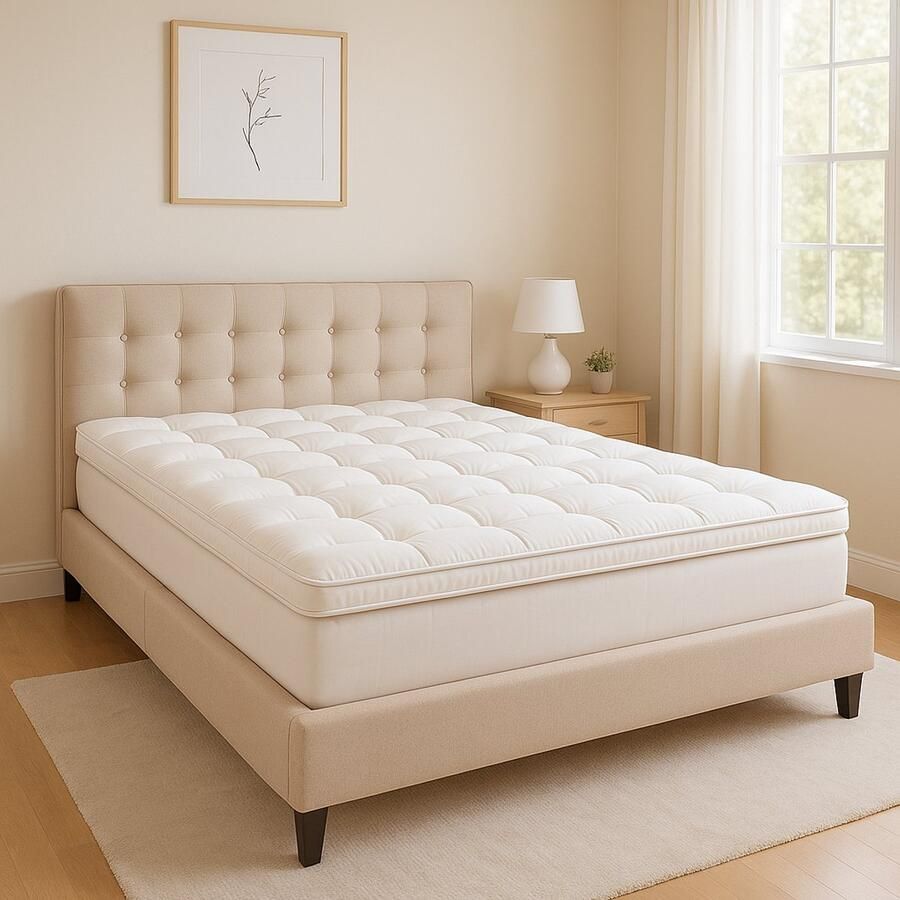 Fameilleur Luxe Topper 140x200 cm – Premium Hotelkwaliteit Oplegmatras – 100% Percale Katoen & Dikke Polyester Vulling – Extra Comfortabele Matrastopper met Elastische Hoeken- topmatras-Ademend Anti-Allergisch & Wasbaar –Zachte Topper voor Boxspring