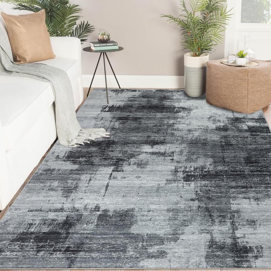 Famibay tapijt woonkamer 160x230cm tapijt slaapkamer wasbaar donkergrijs modern abstract groot woonkamer tapijt korte pool antislip voor woonkamer slaapkamer eetkamer