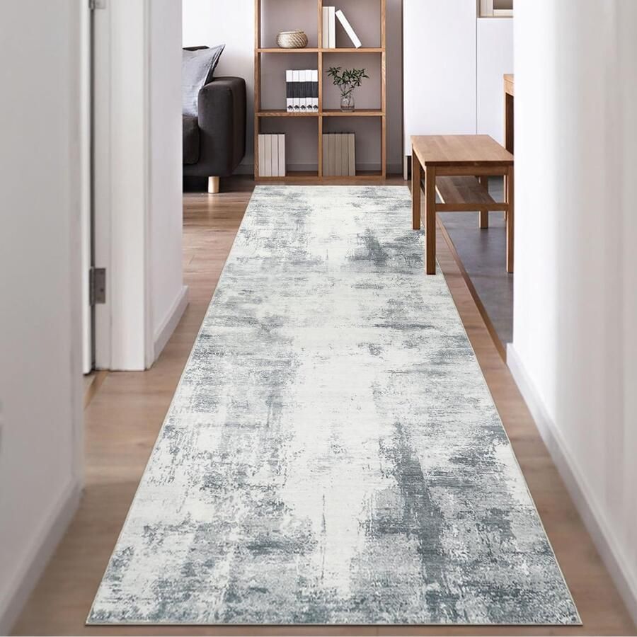 Famibay Tapijtloper Gang Antislip 80x300 Wasbaar Tapijtloper Gang Grijs Keukenloper Modern Gang Tapijtloper Lang voor Entree Hal Keuken Slaapkamer Woonkamer