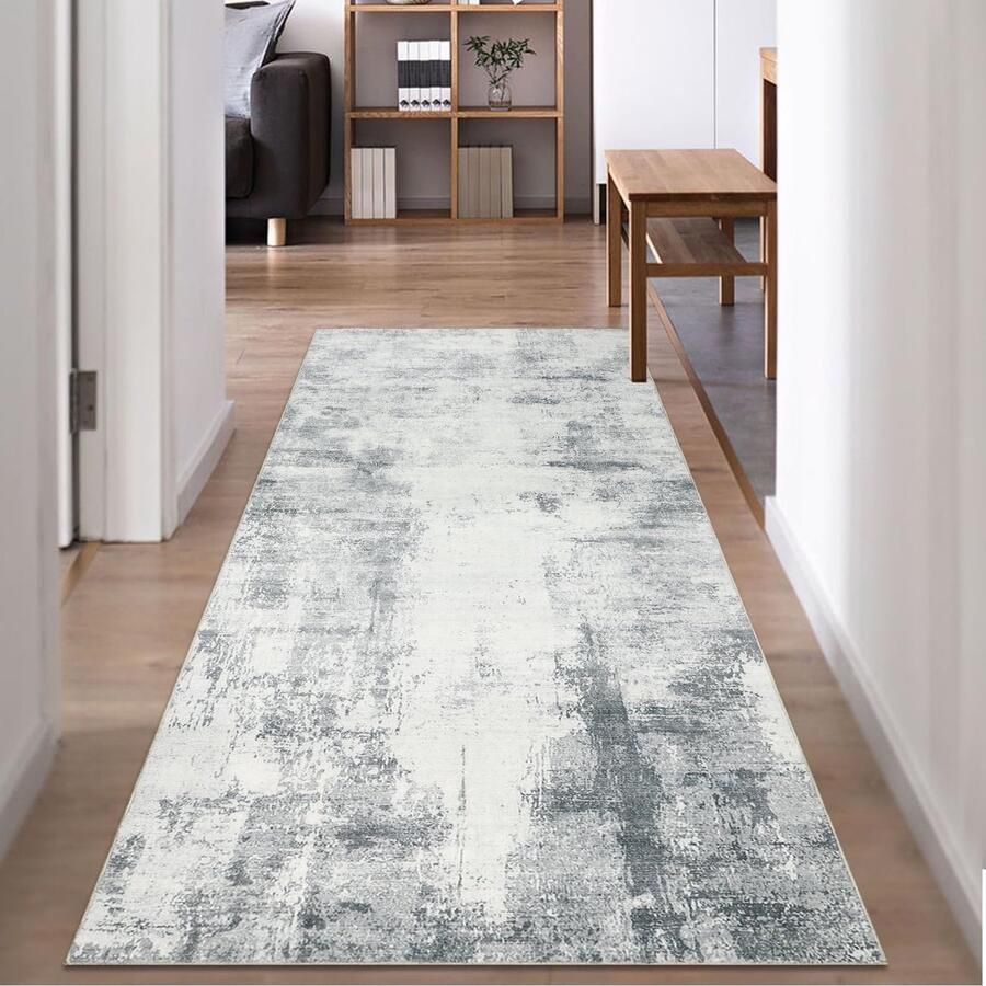 Famibay Tapijtloper Hal Keuken Antislip Wasbaar Tapijtloper 80x200cm Grijs Keuken Tapijtloper Hal Tapijt Modern voor Entree Hal Keuken Slaapkamer Woonkamer