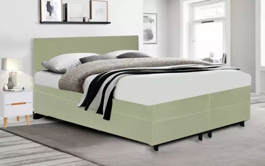 Fargasbedden Boxspring 120x200 incl. thuismontage Complete set met matras Groen