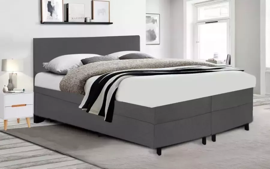 Fargasbedden Boxspring 140x200 incl. thuismontage Complete set met matras Antraciet