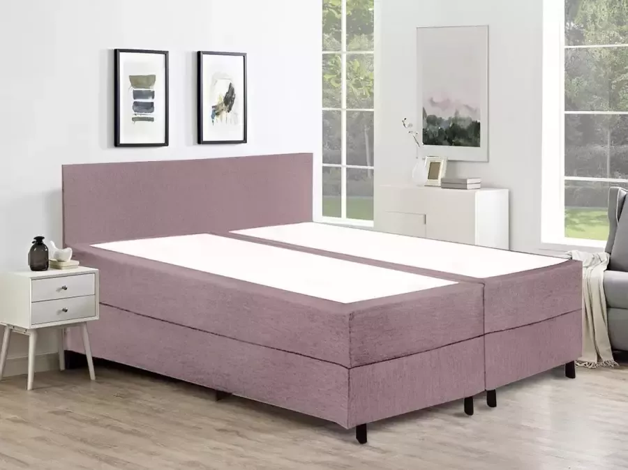 CompleetBED Fargasbedden Boxspring 140x200 incl. thuismontage Complete set met matras Roze