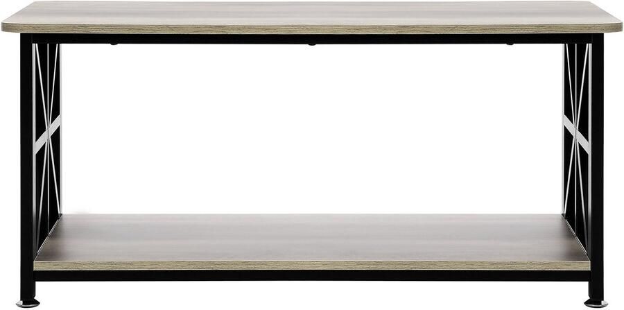 Farmhouse Salontafel 40” Rechthoekig Rustieke Houten Cocktailtafel met Open Opbergvak voor Woonkamer Slaapkamer Flat Studio Bruin & Zwart - Foto 2