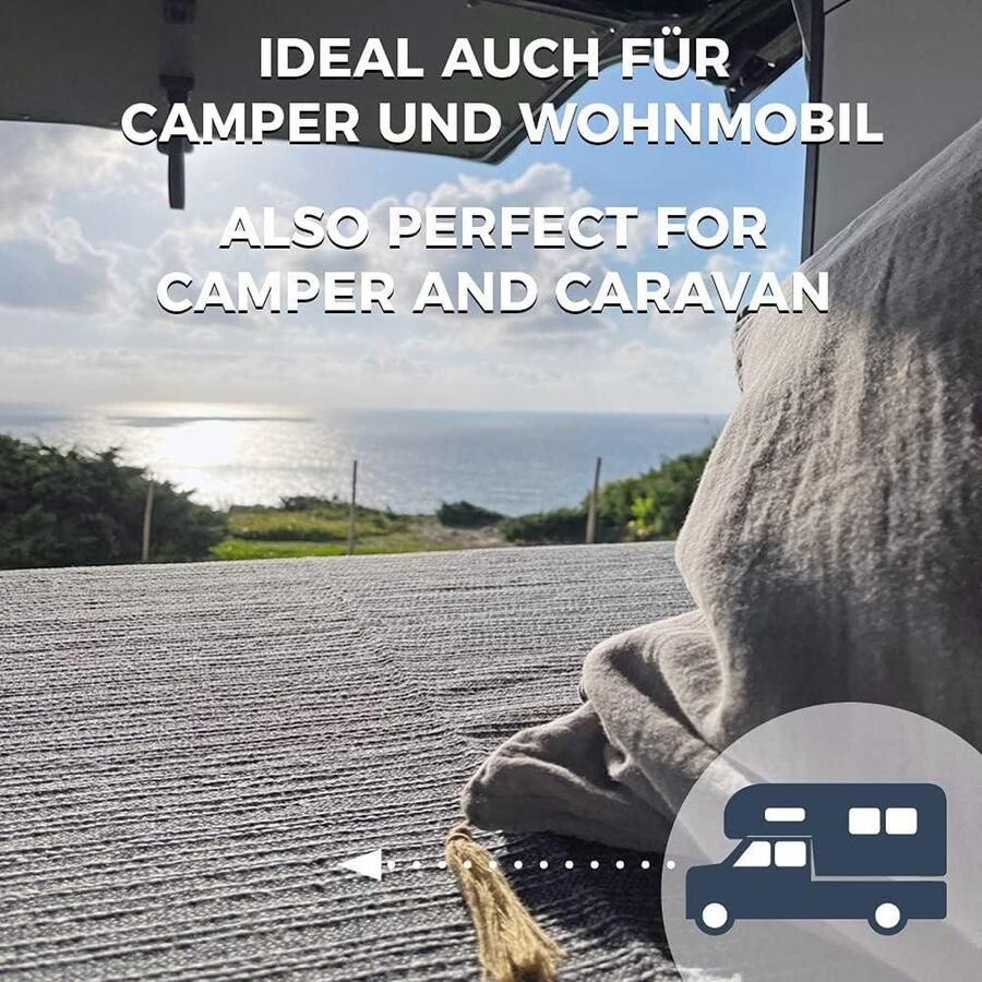 Fatima I turquoise-blauw gestreepte katoenen deken voor bank picknick en bescherming 170 x 220 cm