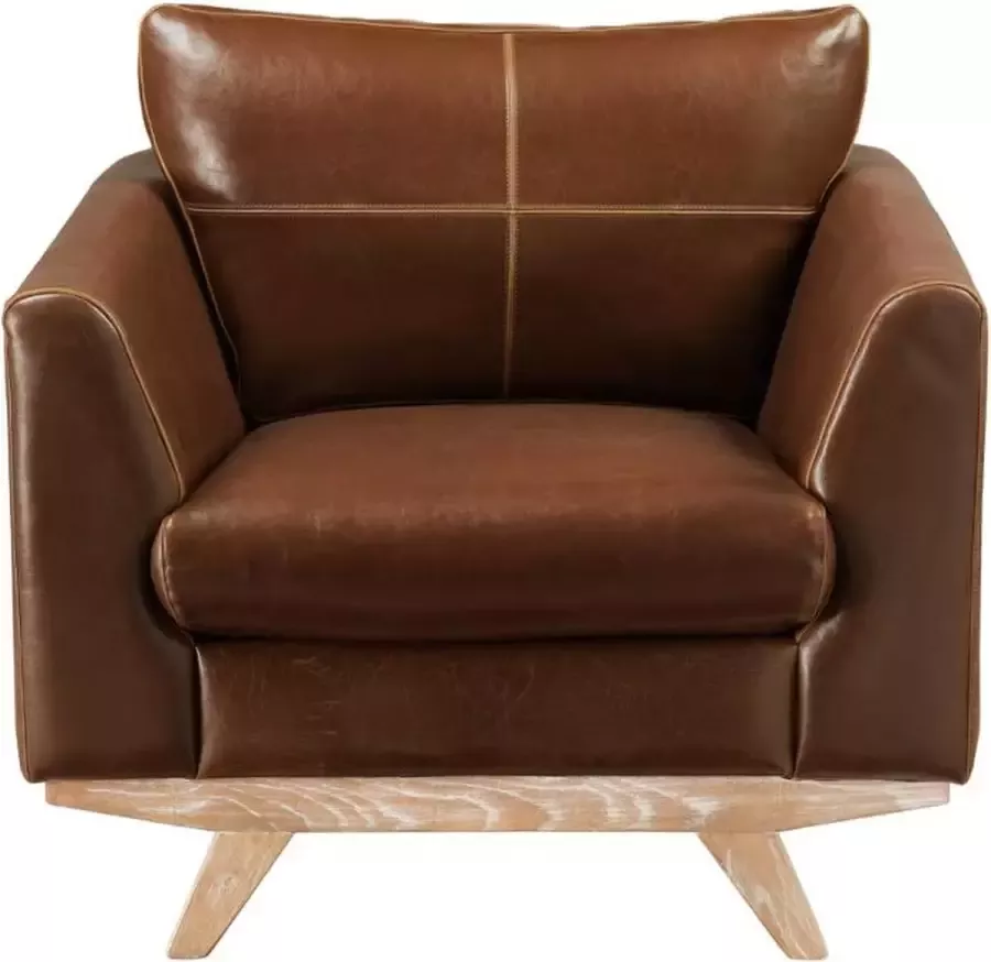 Vente-unique Fauteuil ALEGAN van lived-in leer bruin L 90 cm x H 82 cm x D 90 cm - Foto 2