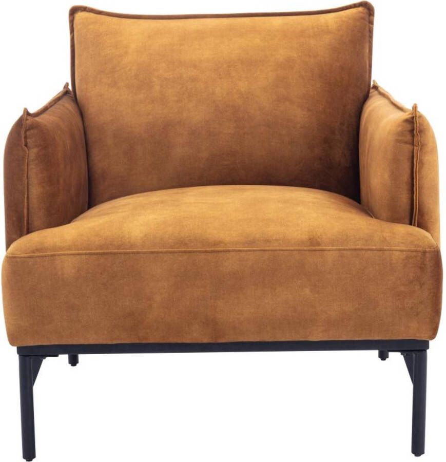 Vente-unique Fauteuil camel kleurig fluweel JOEL L 83 cm x H 82 cm x D 82 cm - Foto 3