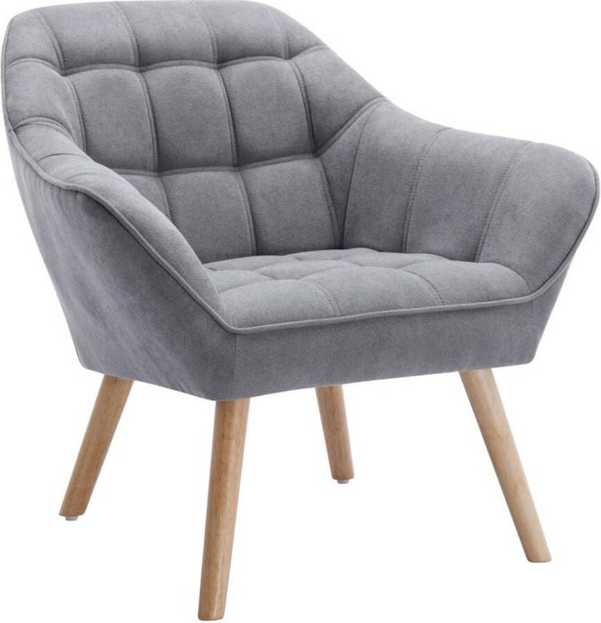 Vente-unique Fauteuil van grijze stof CASERTA L 82 cm x H 77 cm x D 73 cm - Foto 3