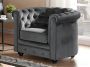 Fauteuil CHESTERFIELD fluweel antraciet L 85 cm x H 72 cm x D 78 cm - Thumbnail 1