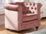 Fauteuil CHESTERFIELD fluweel pastel roze L 85 cm x H 72 cm x D 78 cm - Thumbnail 1