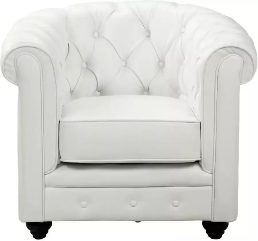 Vente-unique Fauteuil CHESTERFIELD van kunstleer Wit L 82 cm x H 72 cm x D 78 cm - Foto 2